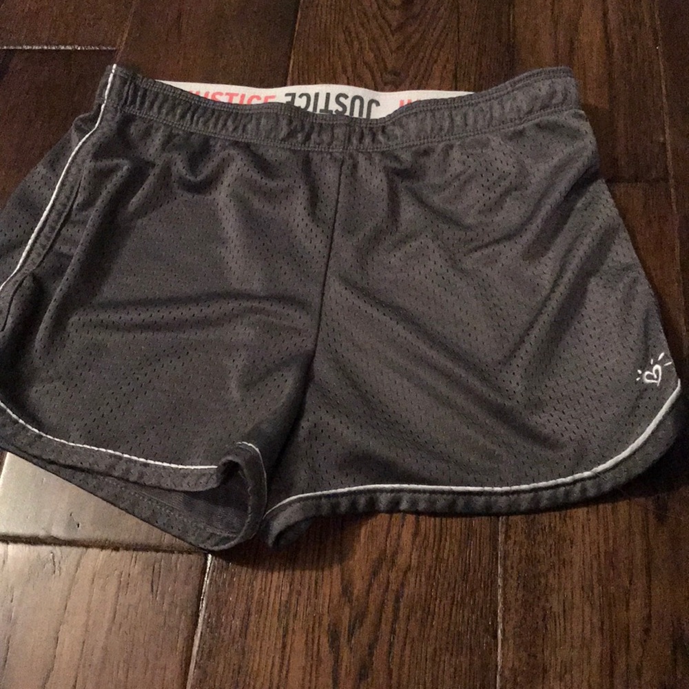 Justice athletic running shorts grey with orange